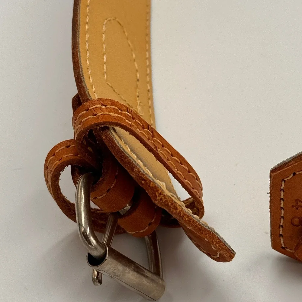 Lifting Workout Rugged Tan Leather Belt Wide Silver Roller Buckle 48 Fitness